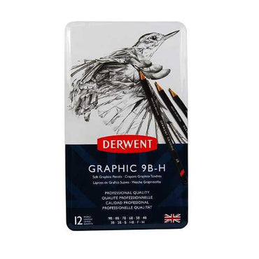 Derwent Graphic Drawing Pencils Soft Metal Tin 12 Count (34215) The Stationers